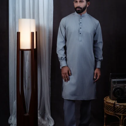 Alternative view of Aristo Regal Men's Panjabi & Pajama (Grey)