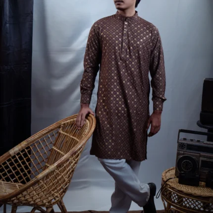 Alternative view of Aristo Printed Men's Panjabi (Maroon)