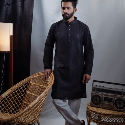 Alternative view of Aristo Sultani Men's Panjabi (Black)