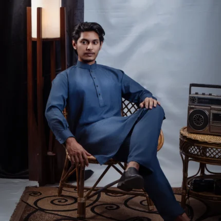 Alternative view of Aristo Regal Men's Panjabi & Pajama (Blue)