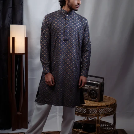 Alternative view of Aristo Printed Men's Panjabi (Blue)