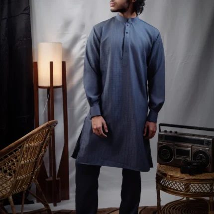 Alternative view of Aristo Regal Men's Panjabi & Pajama (Faded Blue)
