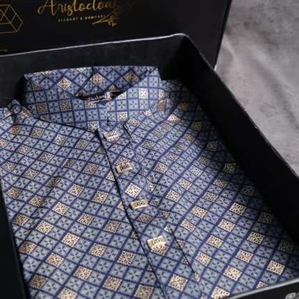 Aristo Printed Men's Panjabi (Blue)