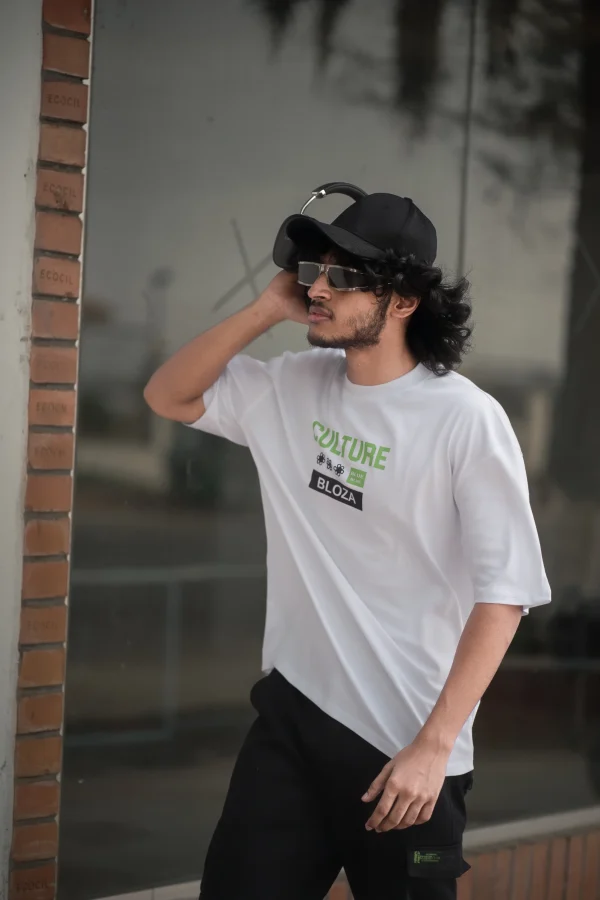 Drop Shoulder T-Shirt (White) - Image 2