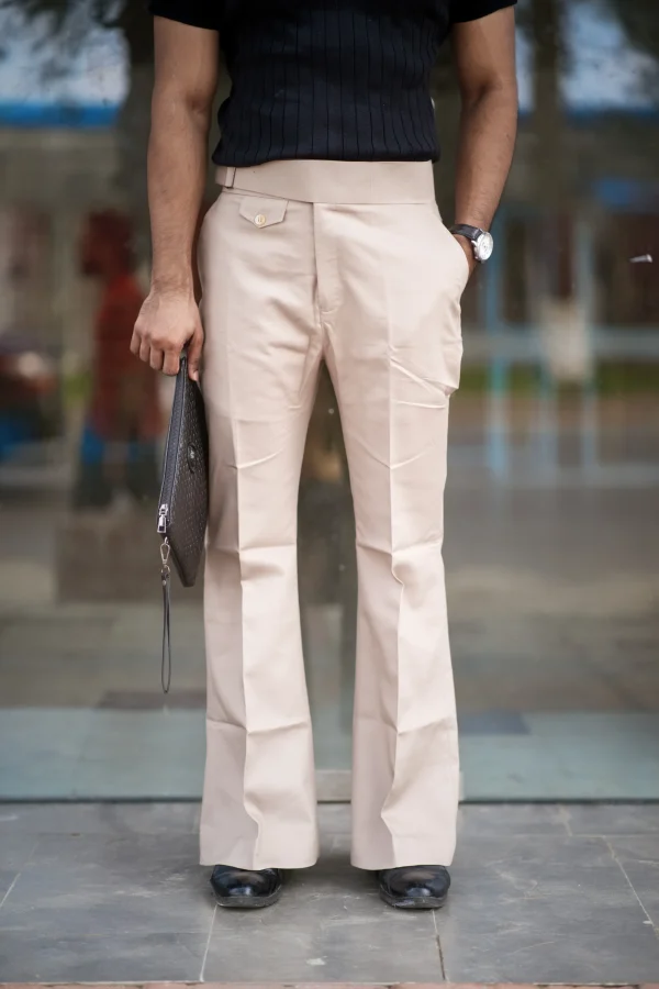 Aristo Unisex 80's Bell Bottom Pants (Beige)