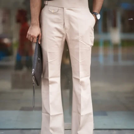 Aristo Unisex 80's Bell Bottom Pants (Beige)