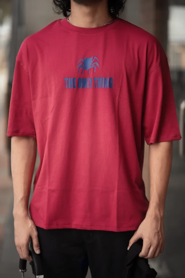 Drop Shoulder T-Shirt (Red) - Image 2