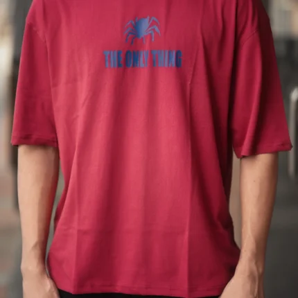 Alternative view of Drop Shoulder T-Shirt (Red)