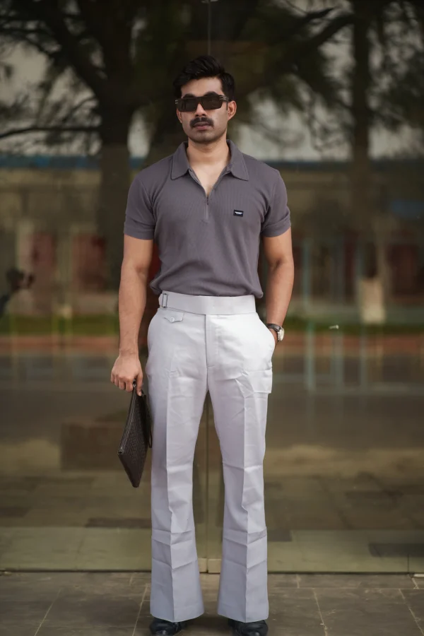 Waffle Zipper Polo T-Shirt (Charcoal Grey) - Image 3