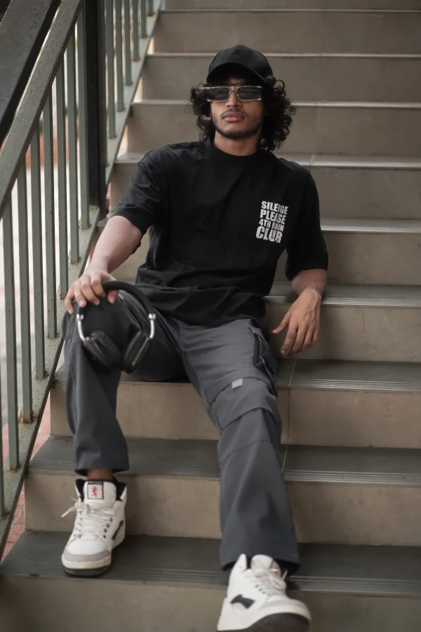 Drop Shoulder T-Shirt (Black) - Image 4