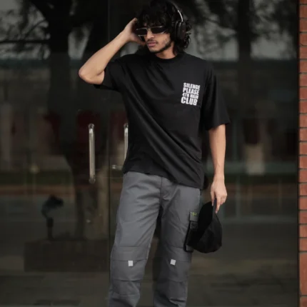 Alternative view of Drop Shoulder T-Shirt (Black)