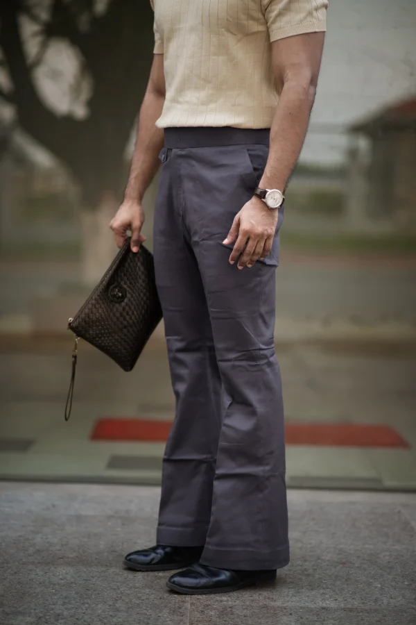 Aristo Unisex 80's Bell Bottom Pants (Dark Grey) - Image 2