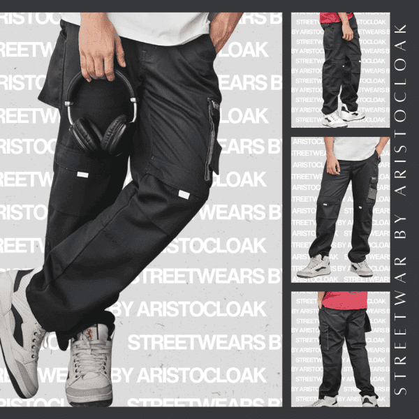 Aristo Cargo Baggy Pants (Black) - Image 2