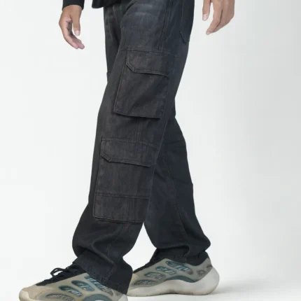 Alternative view of 8 Pocket Cargo Baggy Jeans (Black)