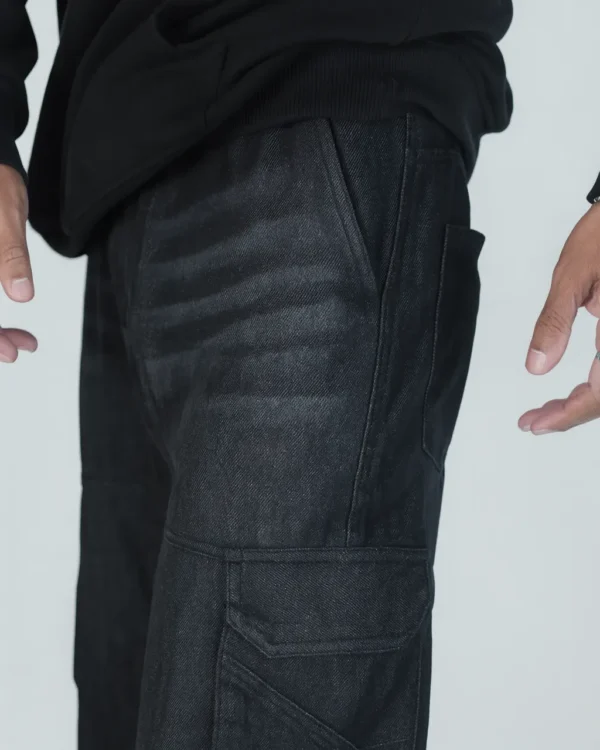 8 Pocket Cargo Baggy Jeans (Black) - Image 4