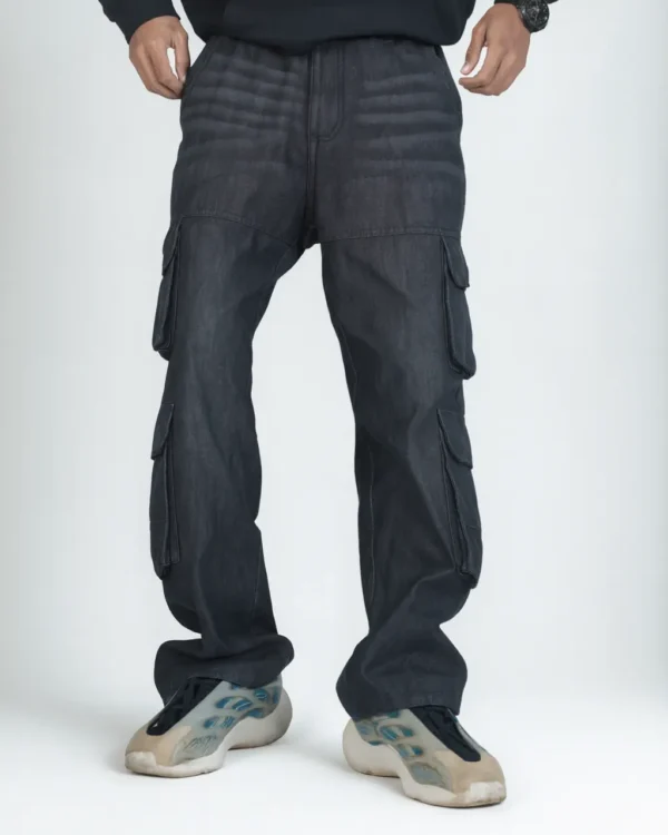 8 Pocket Cargo Baggy Jeans (Black) - Image 5