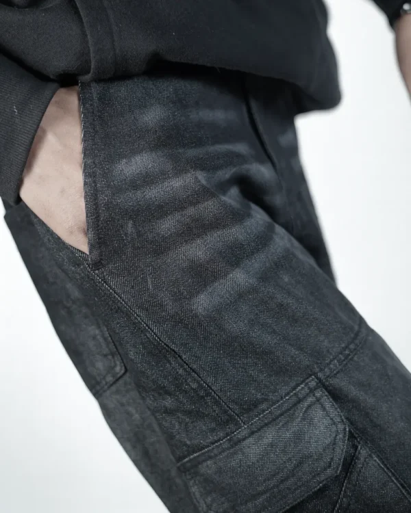 8 Pocket Cargo Baggy Jeans (Black) - Image 3