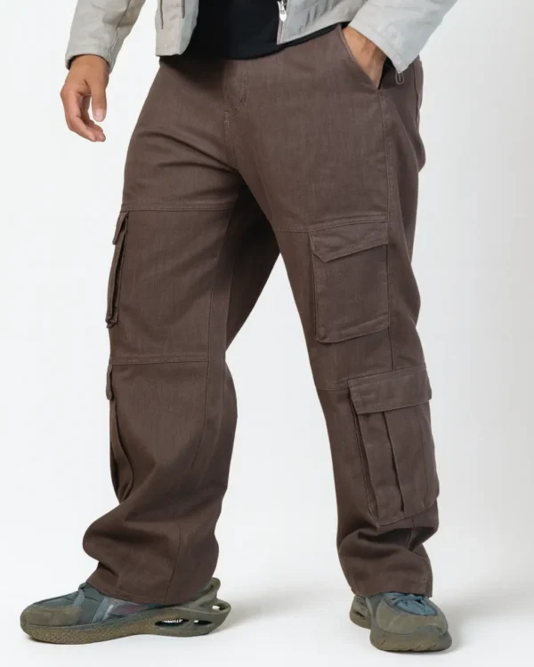 8 Pocket Cargo Baggy Pants (Brown) - Image 3