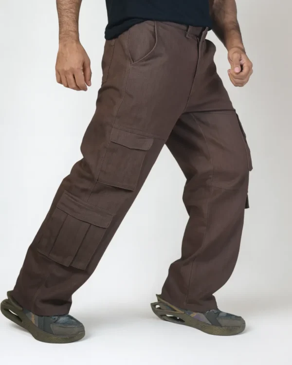 8 Pocket Cargo Baggy Pants (Brown) - Image 2