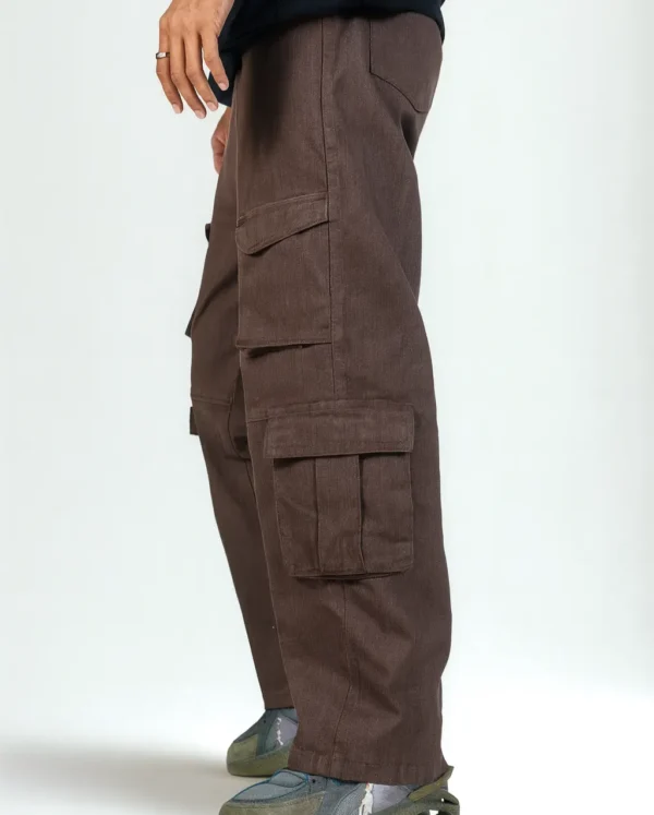 8 Pocket Cargo Baggy Pants (Brown) - Image 5